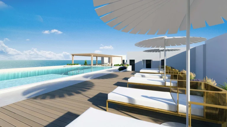 Twin resort-style swimming pools